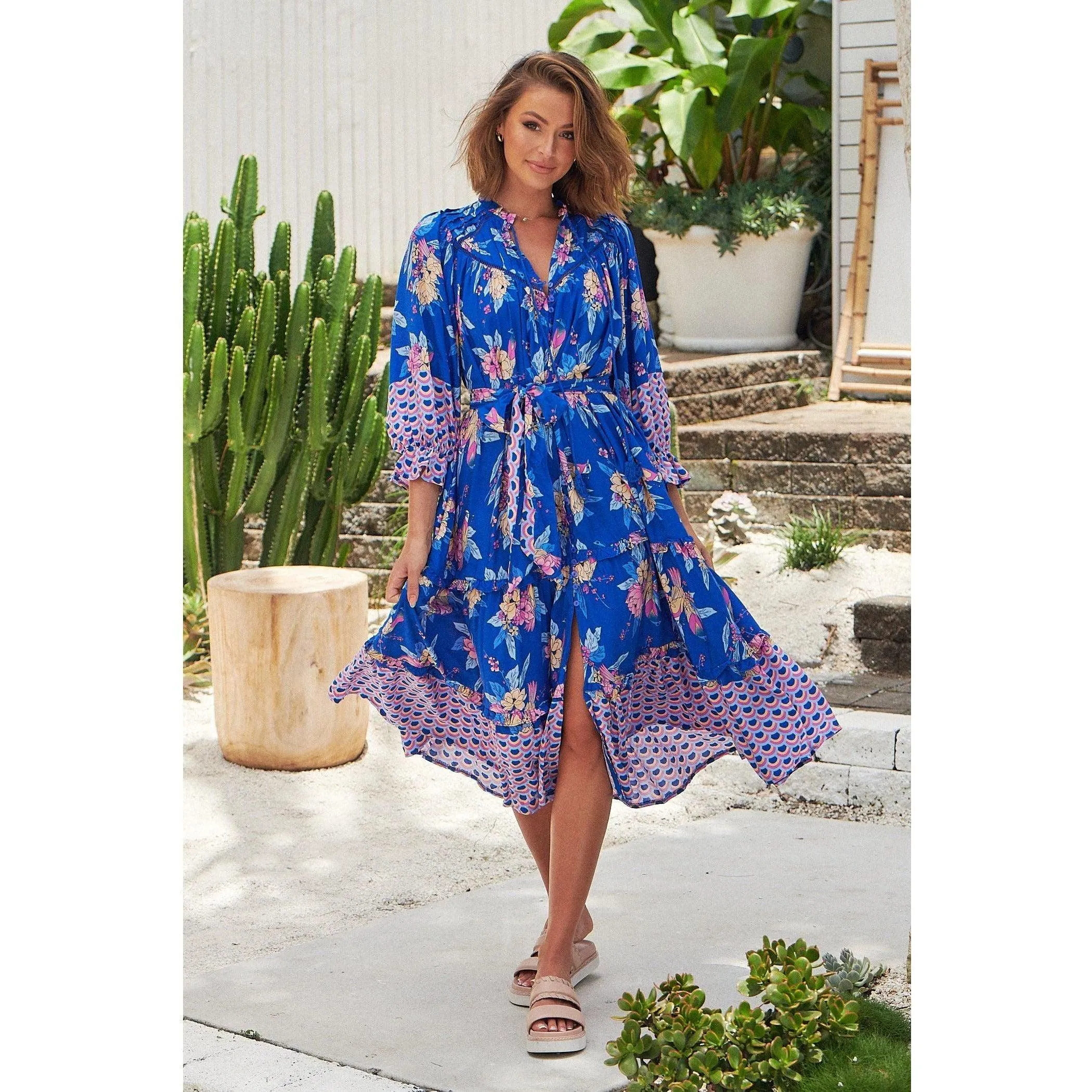 JAASE Seashore Print Briana Midi Dress