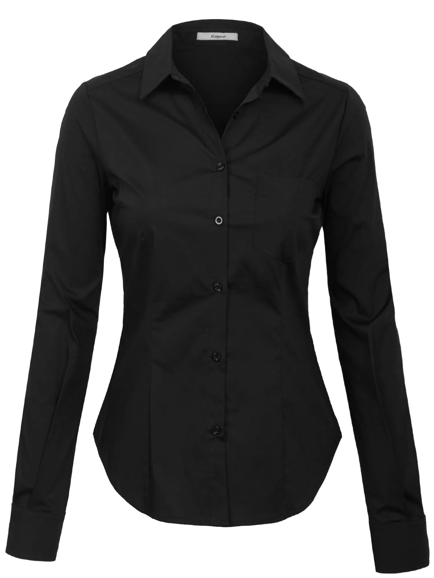 KOGMO Womens Long Sleeve Button Down Shirts Office Work Blouse with Pocket (S-3X)