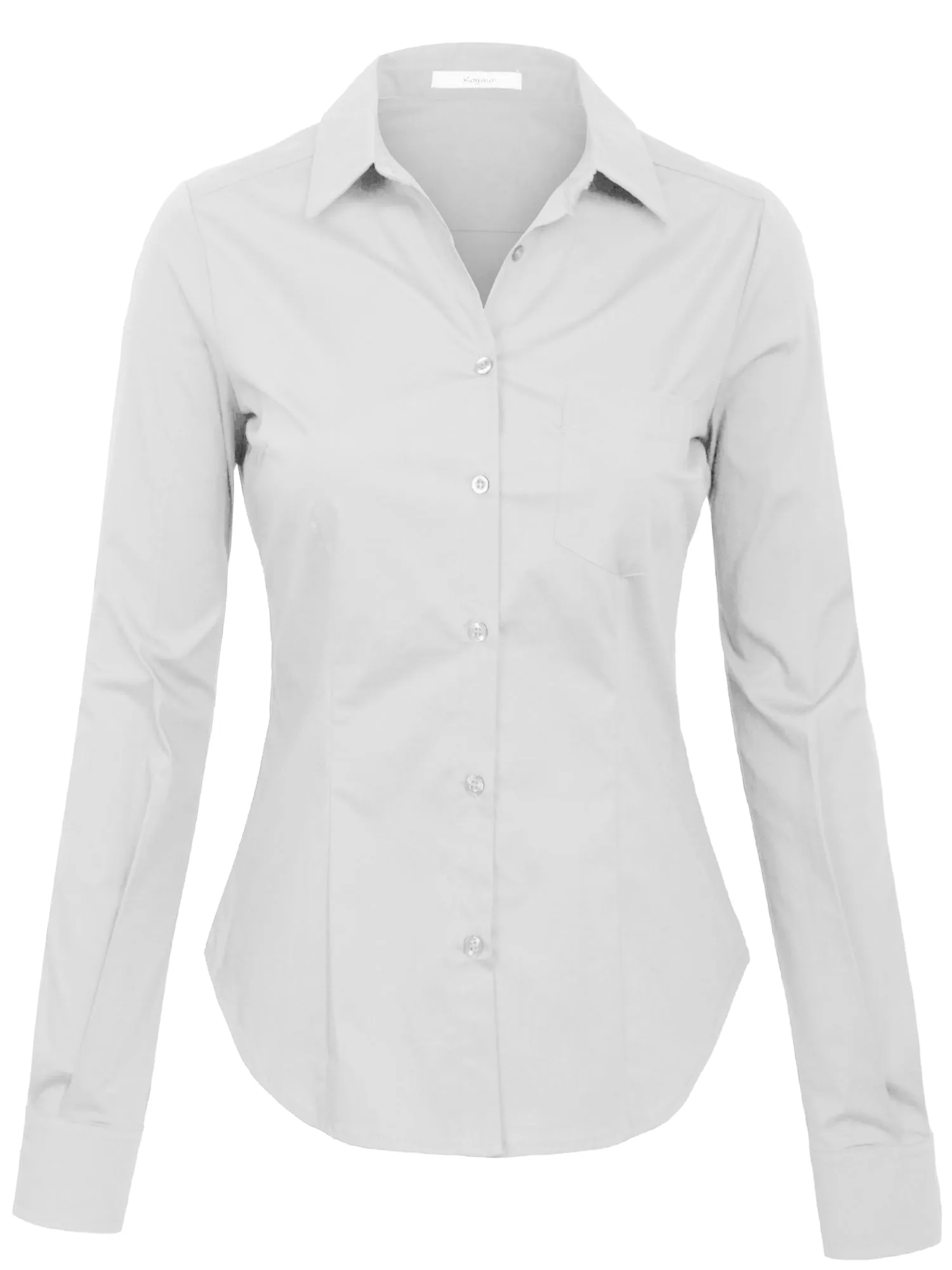 KOGMO Womens Long Sleeve Button Down Shirts Office Work Blouse with Pocket (S-3X)