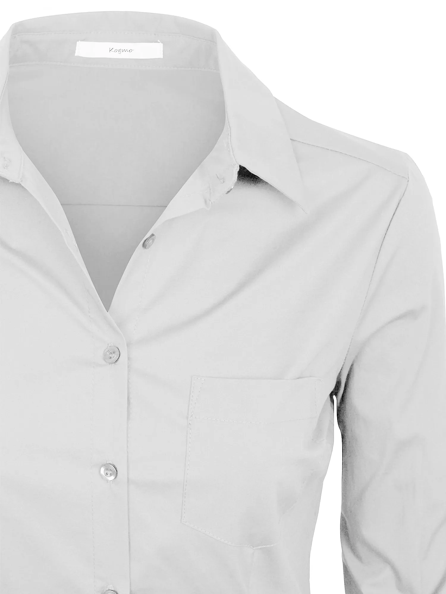 KOGMO Womens Long Sleeve Button Down Shirts Office Work Blouse with Pocket (S-3X)