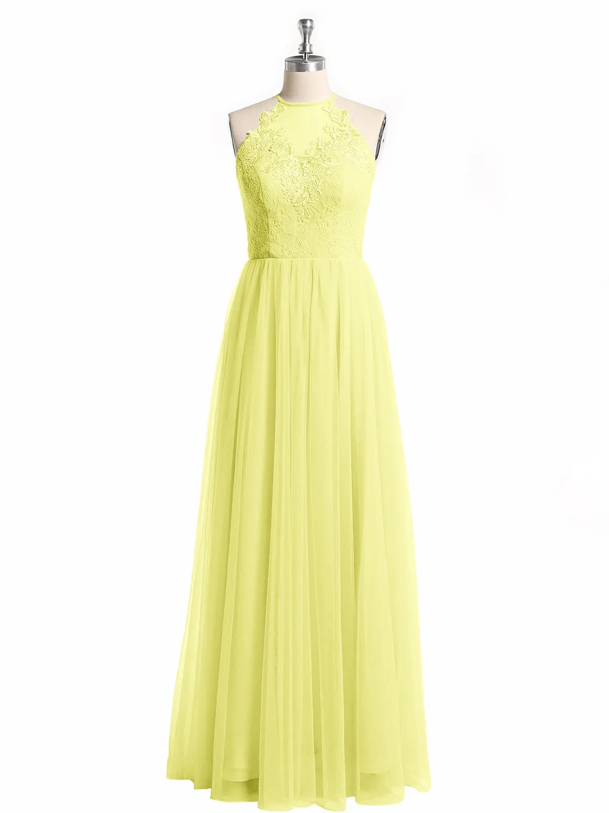 Lace Bodice and Tulle Skirt Long Dresses-Daffodil Plus Size