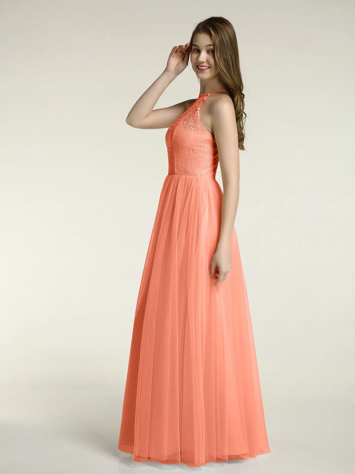 Lace Bodice and Tulle Skirt Long Dresses-Sunset Plus Size