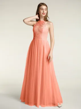 Lace Bodice and Tulle Skirt Long Dresses-Sunset Plus Size