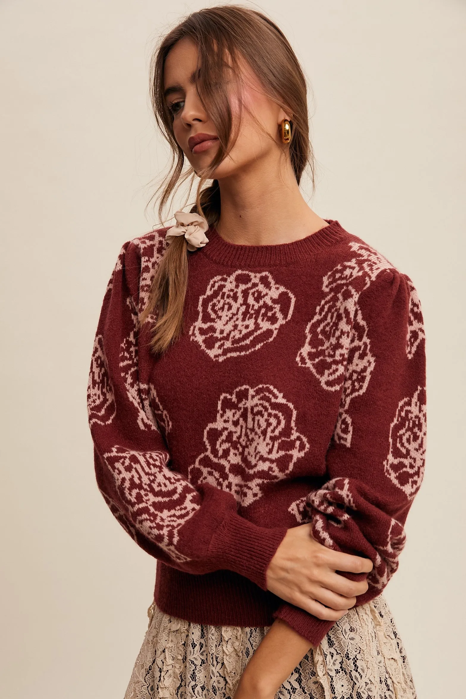 Laura Floral Pattern Knit Sweater