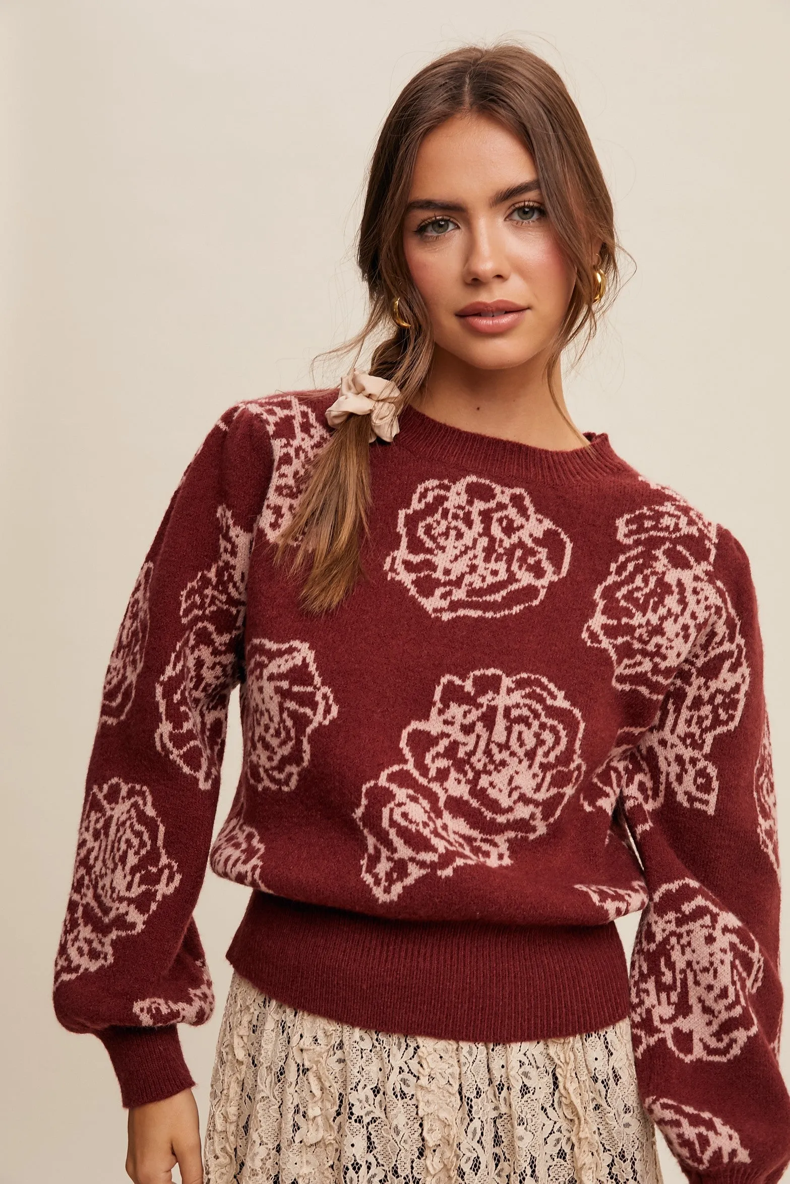 Laura Floral Pattern Knit Sweater