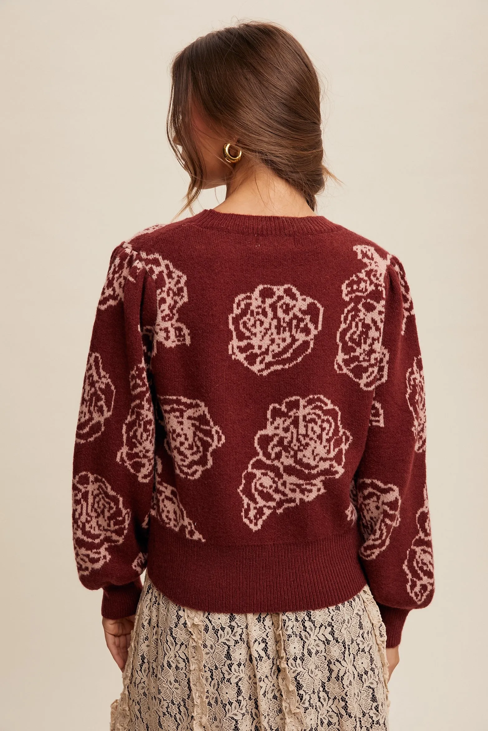 Laura Floral Pattern Knit Sweater