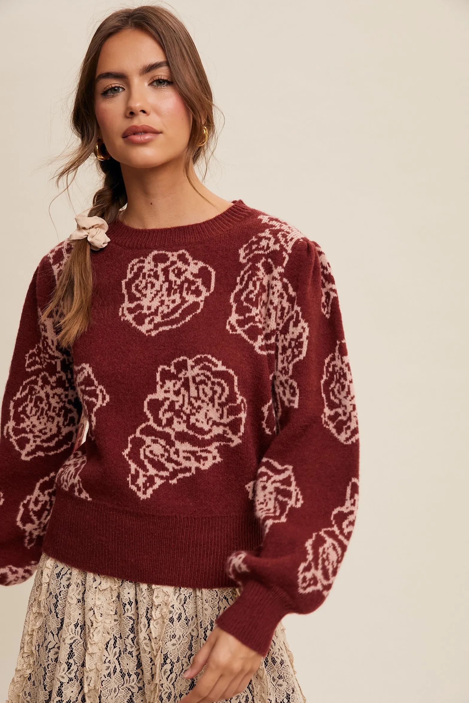 Laura Floral Pattern Knit Sweater