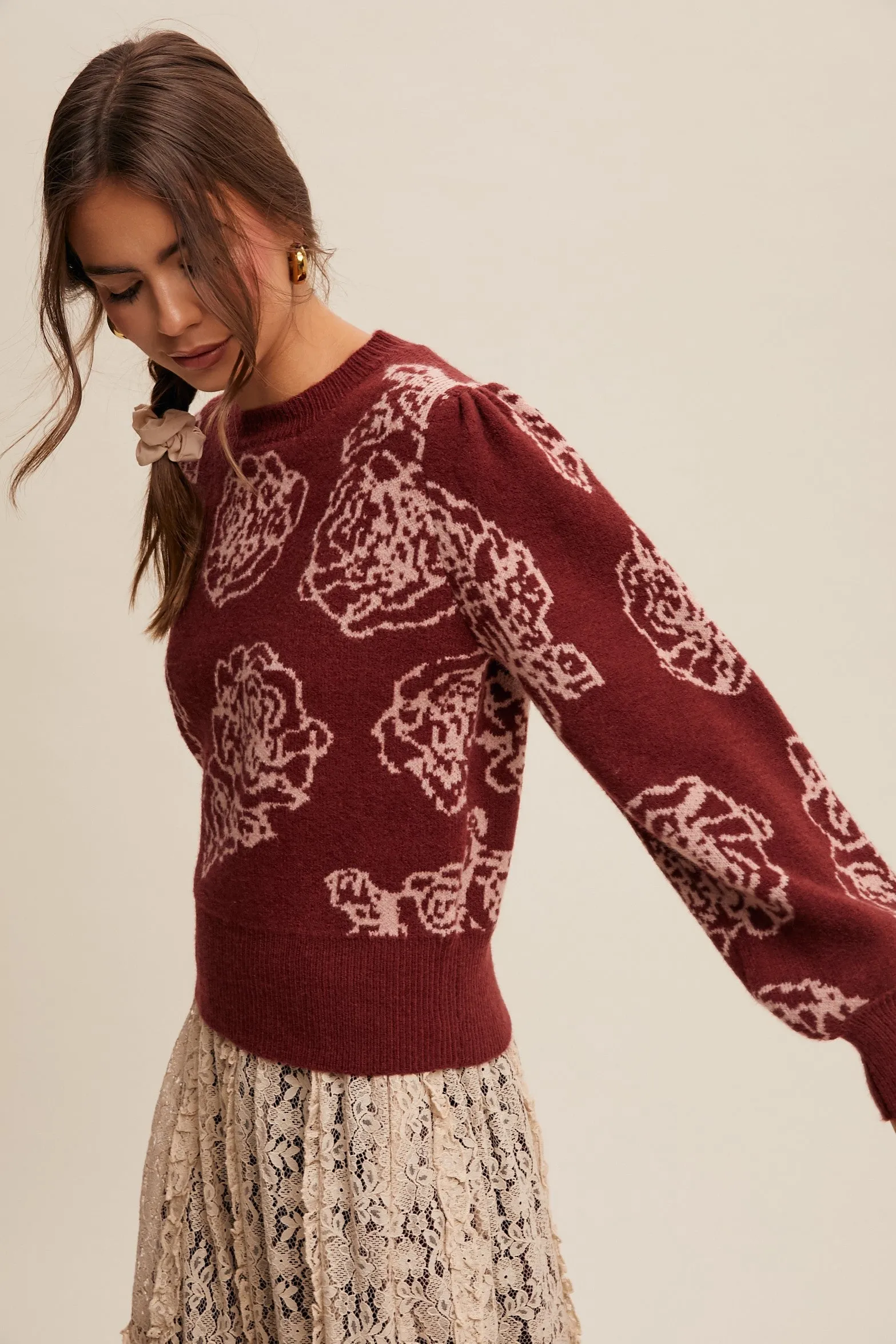 Laura Floral Pattern Knit Sweater