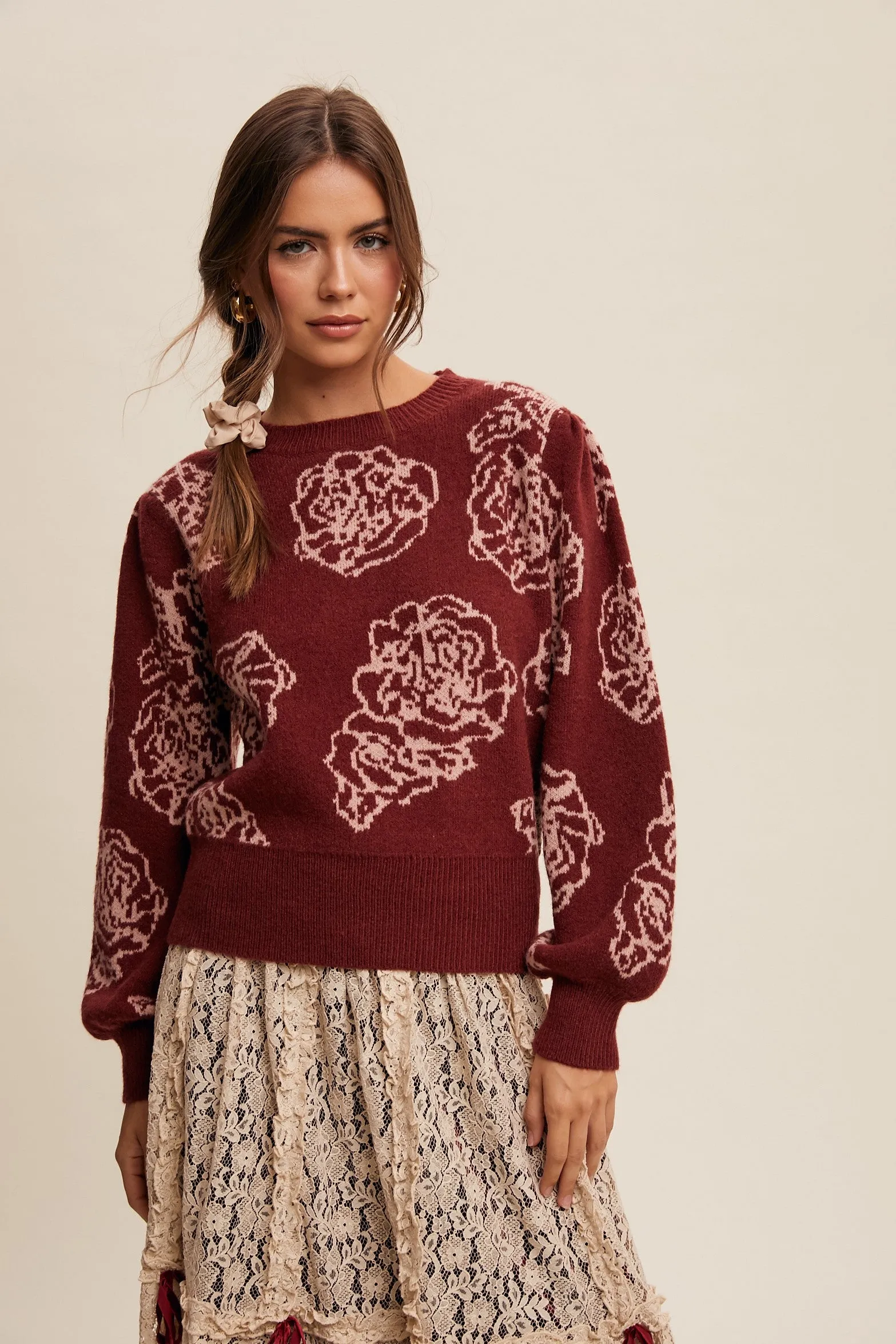 Laura Floral Pattern Knit Sweater