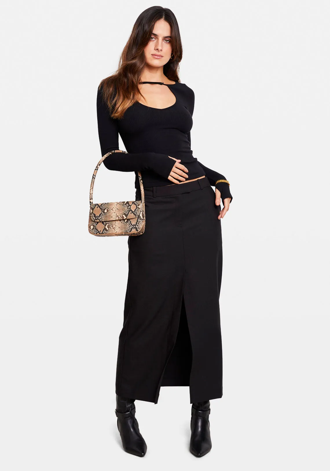 LOW RISE TAILORED MAXI SKIRT