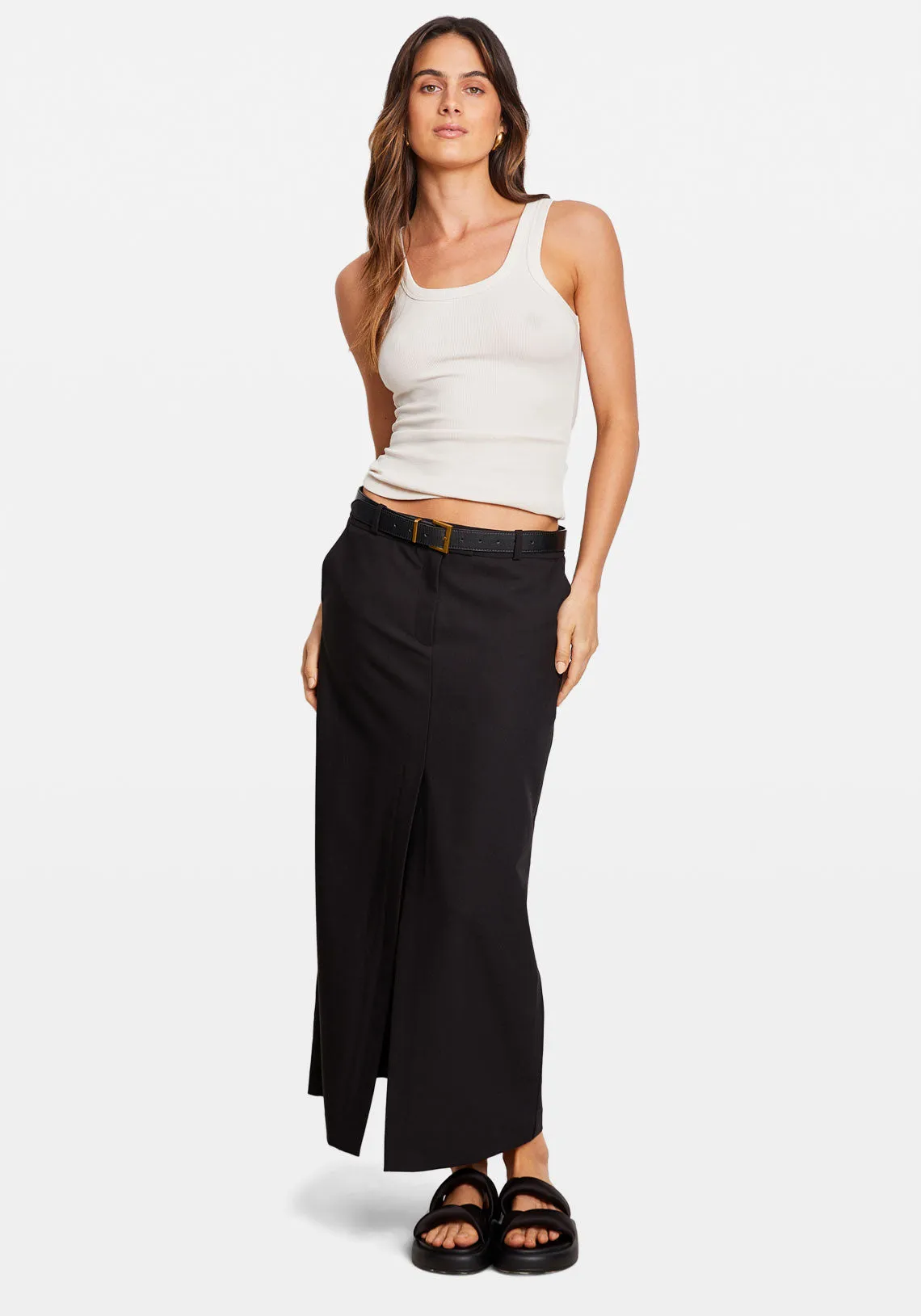 LOW RISE TAILORED MAXI SKIRT