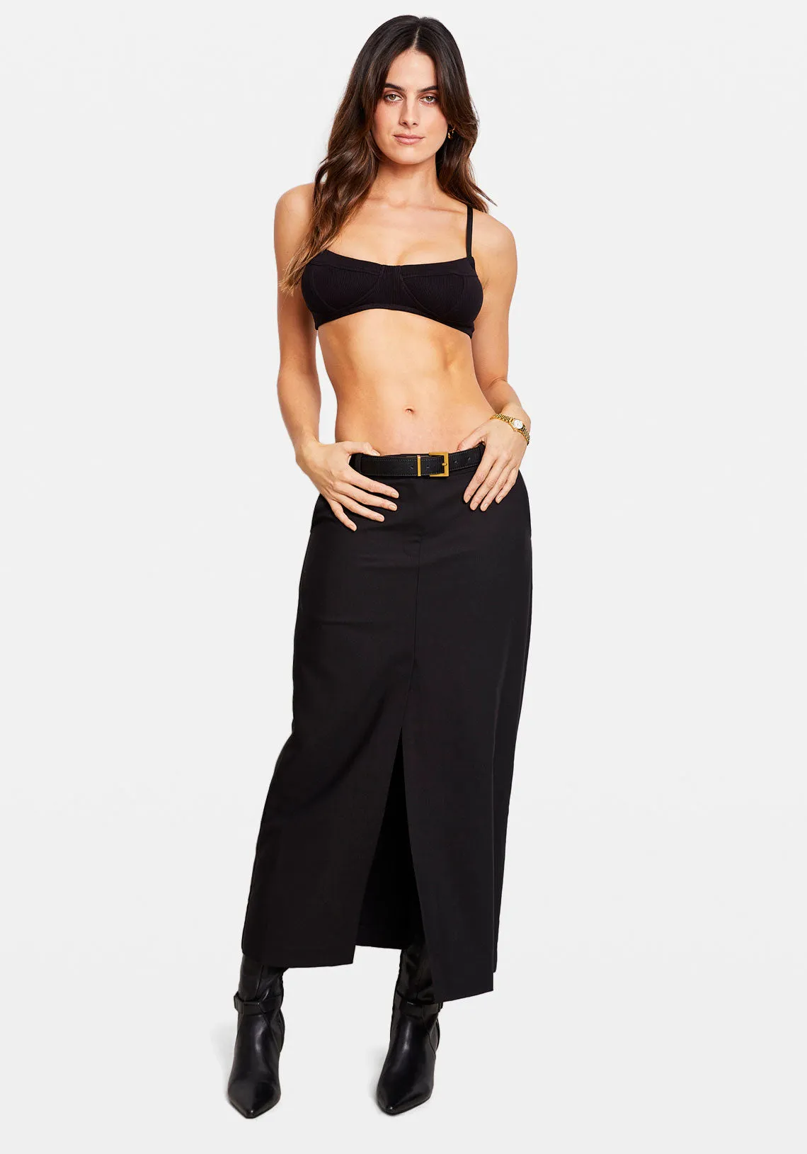 LOW RISE TAILORED MAXI SKIRT