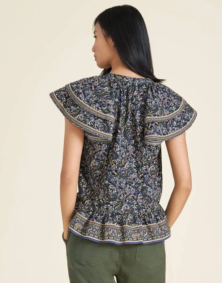 Mahia Ruffled Paisley Top