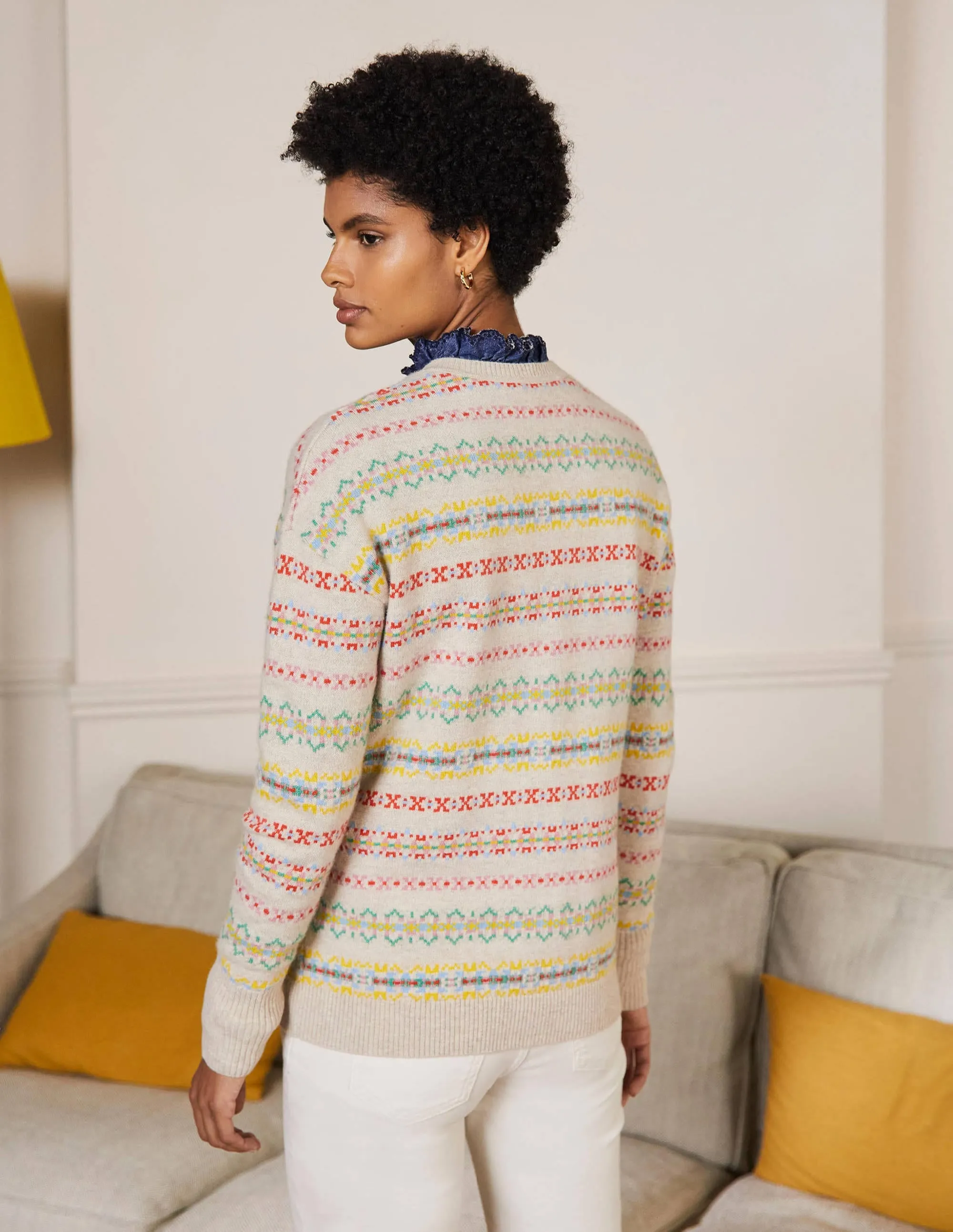 Margot Cashmere Jumper-Oatmeal Melange, Fair Isle