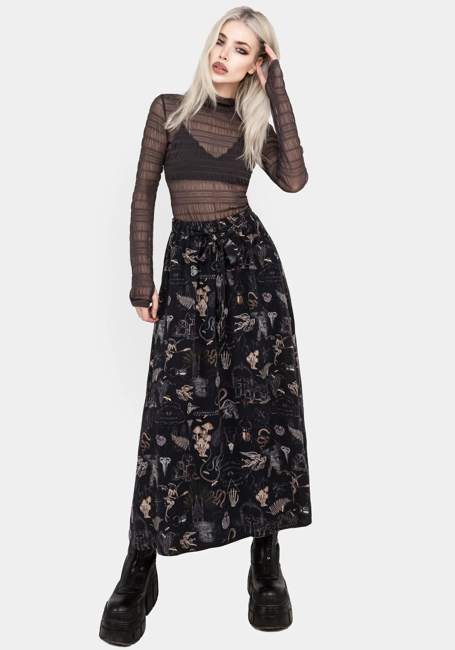 Maudeline Victoriana Print Eco-Viscose Midaxi Skirt