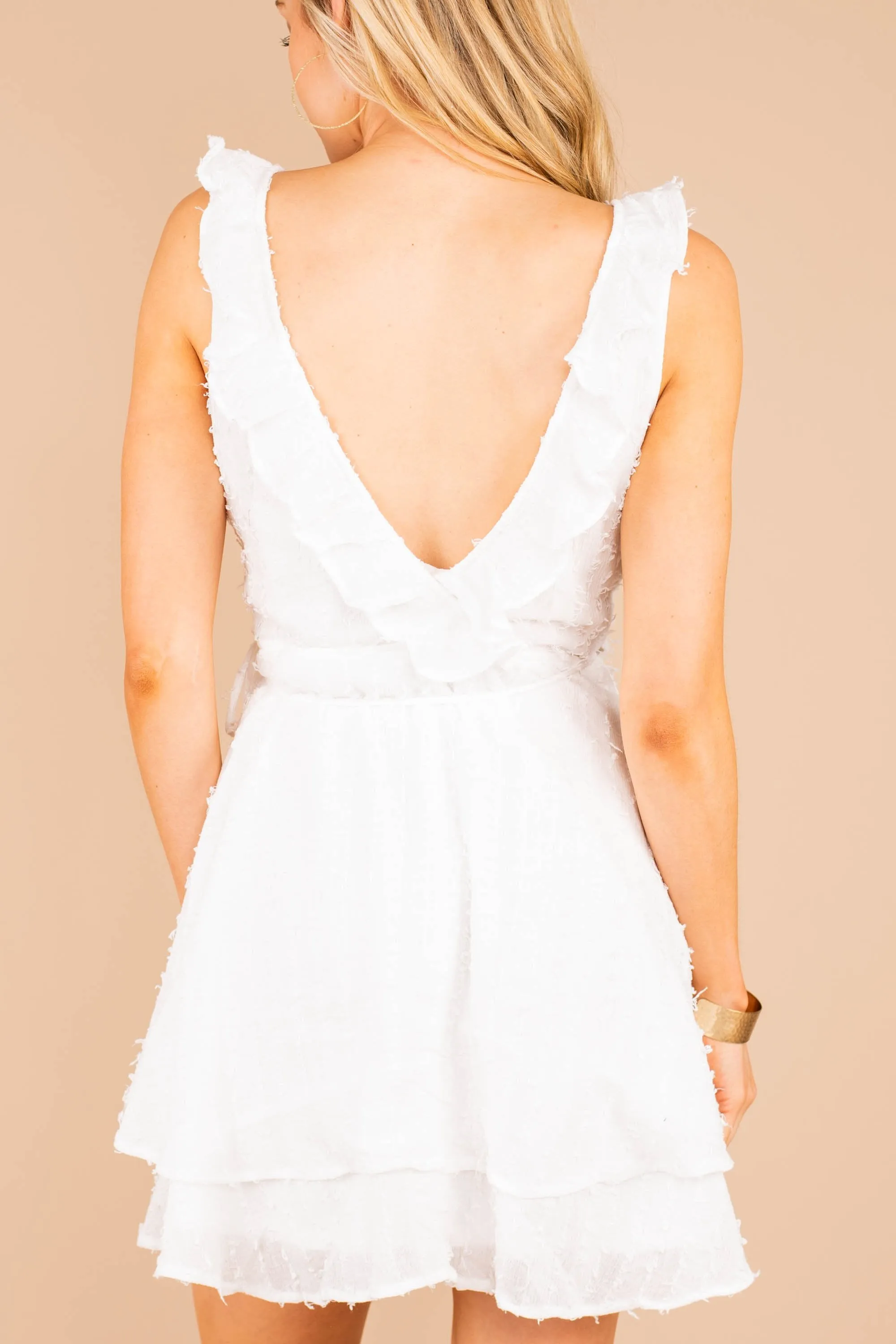 Need You More White Ruffled Dress