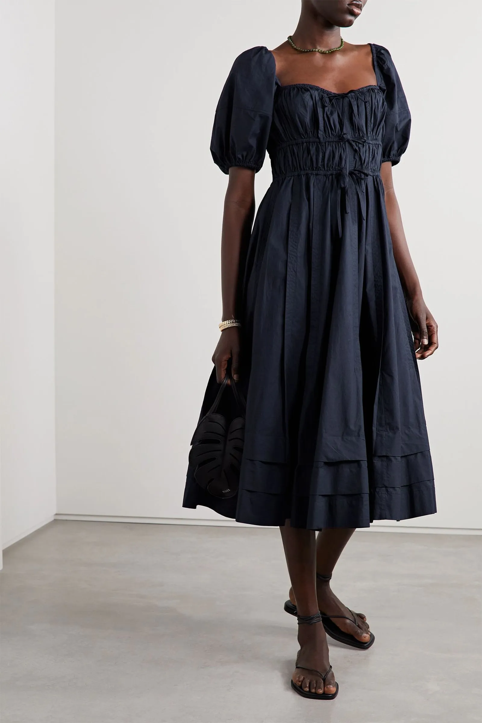 Palma Tiered Gathered Cotton-Poplin Midi Dress