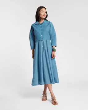 Peggy Midi Dress Set Cotton Blue