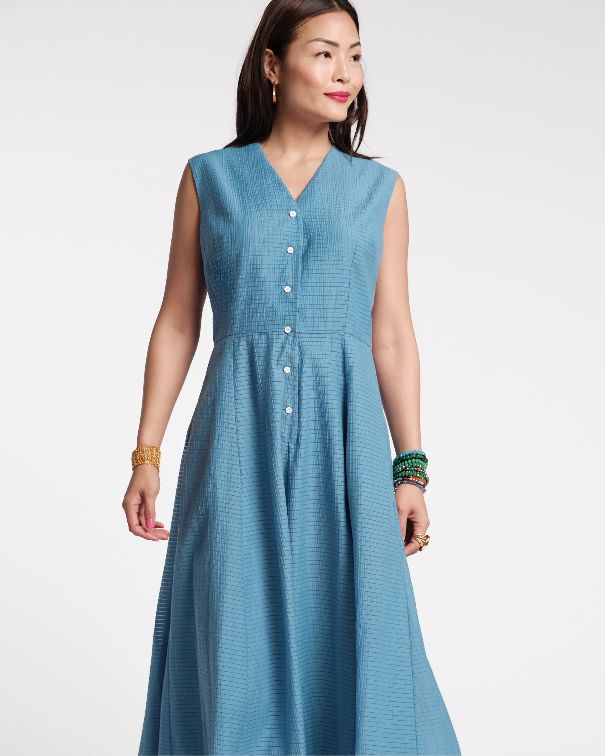 Peggy Midi Dress Set Cotton Blue