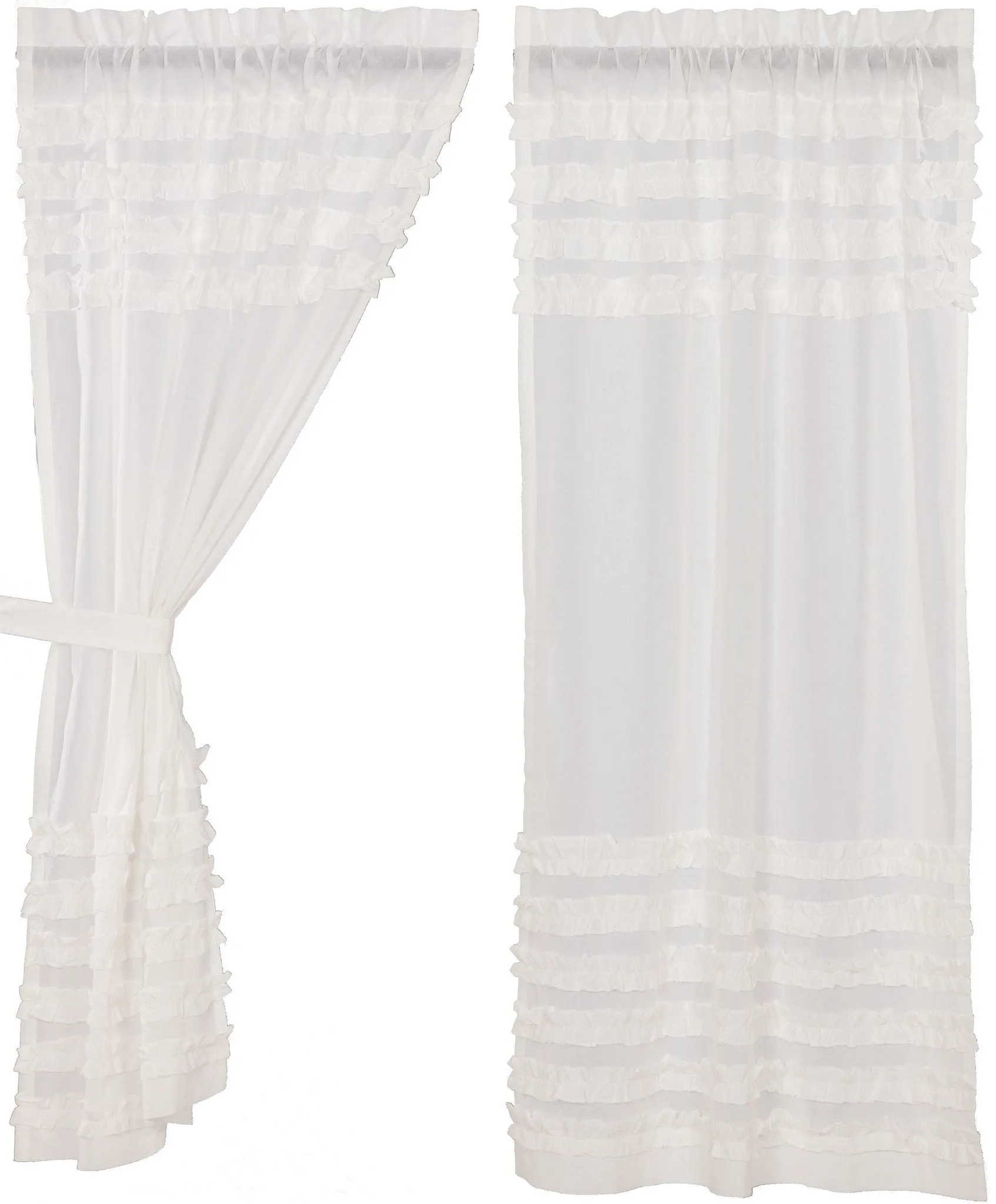 Petticoat Off White Ruffled Sheer Short Panel Curtains 63"