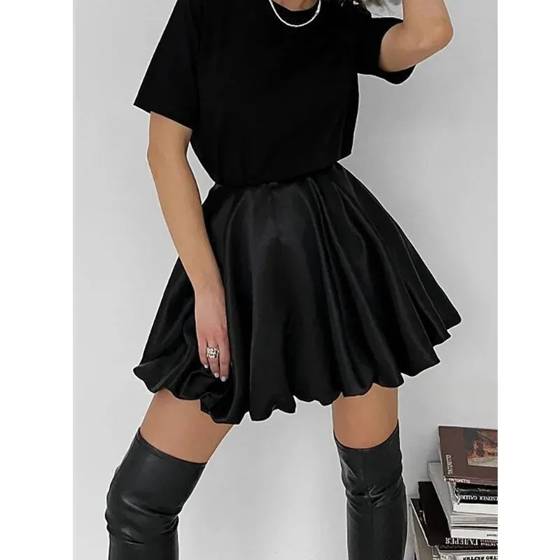 Puff Pleated High Charming Waist Mini Skirt