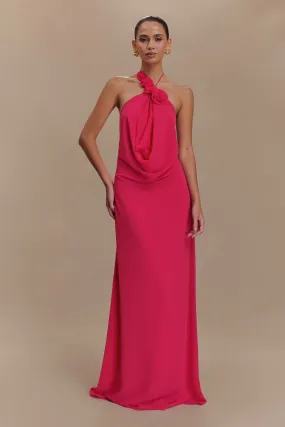 Rosalia Cowl Neck Maxi Dress - Raspberry