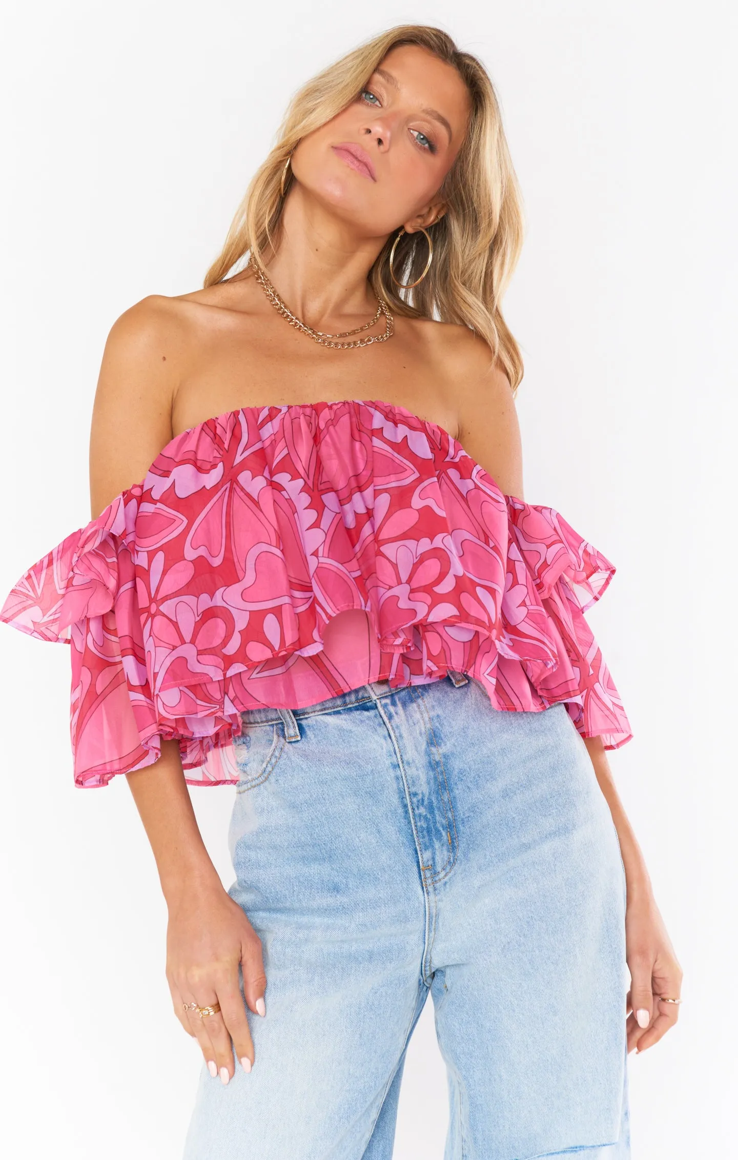 Rossella Ruffle Top ~ Candy Hearts Organza