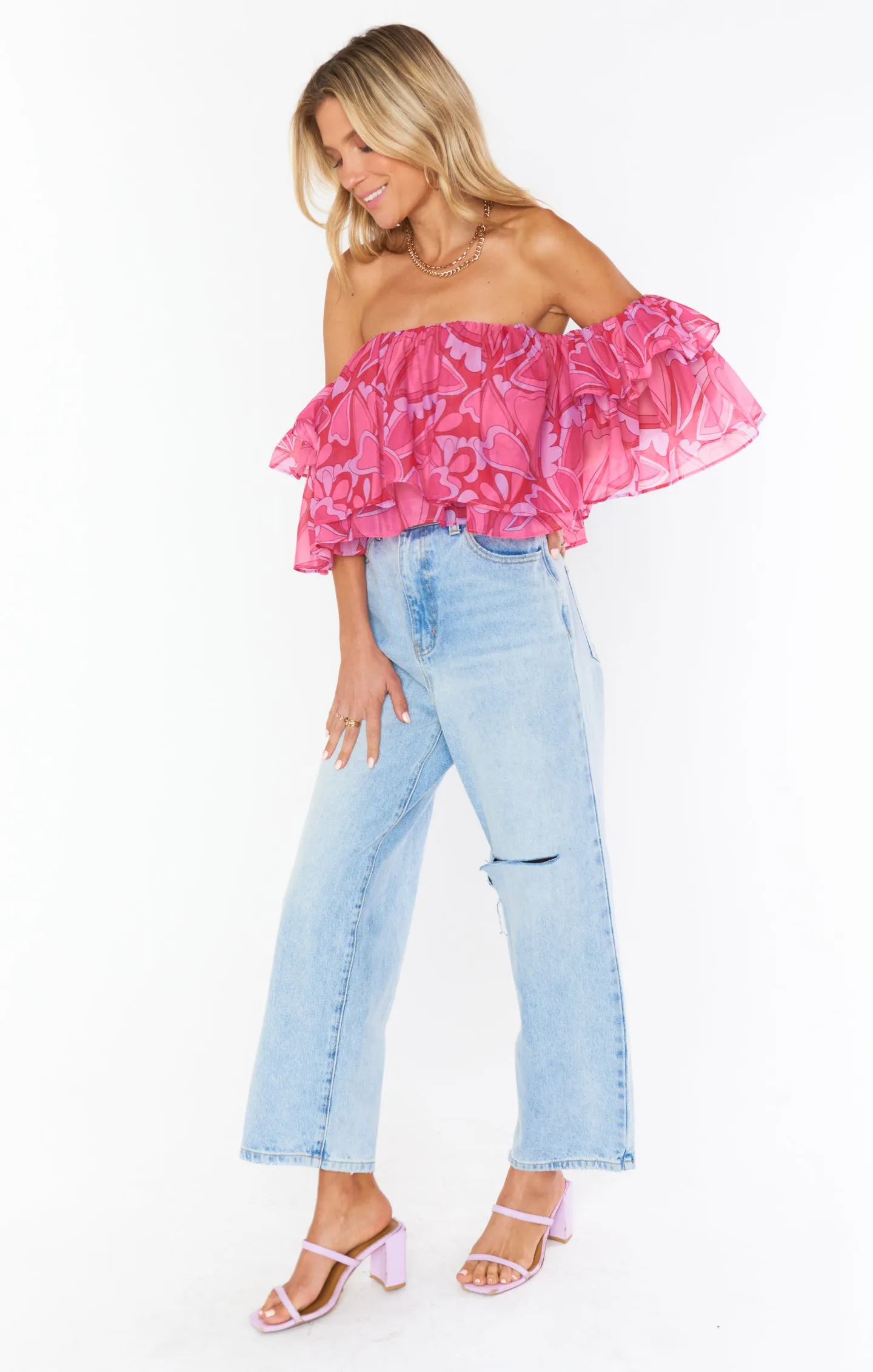 Rossella Ruffle Top ~ Candy Hearts Organza