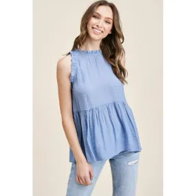 Ruffled Peplum Sleeveless Top