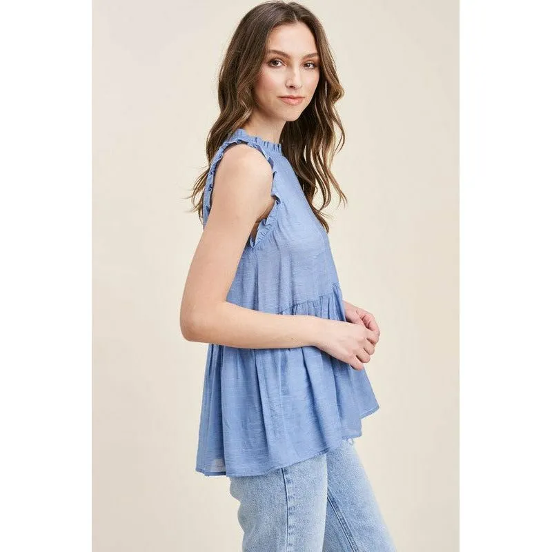 Ruffled Peplum Sleeveless Top