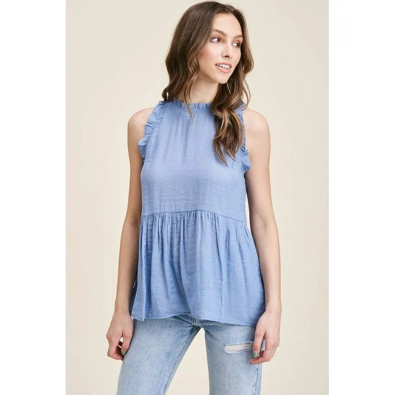 Ruffled Peplum Sleeveless Top