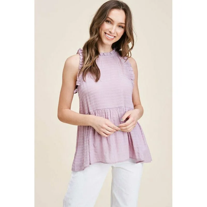 Ruffled Peplum Sleeveless Top