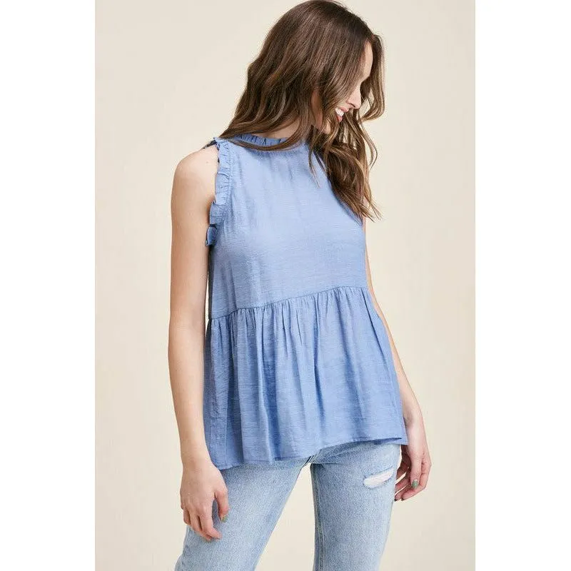 Ruffled Peplum Sleeveless Top