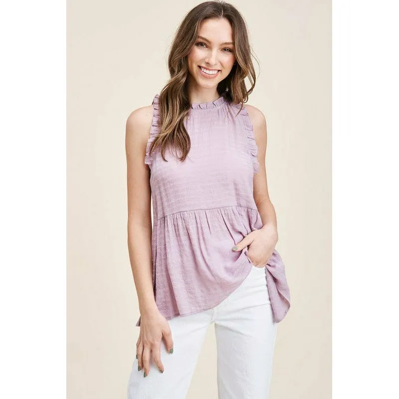 Ruffled Peplum Sleeveless Top