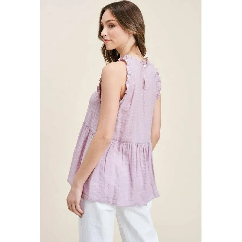 Ruffled Peplum Sleeveless Top