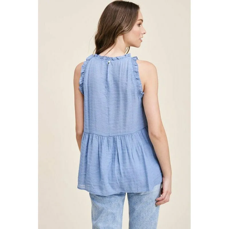 Ruffled Peplum Sleeveless Top