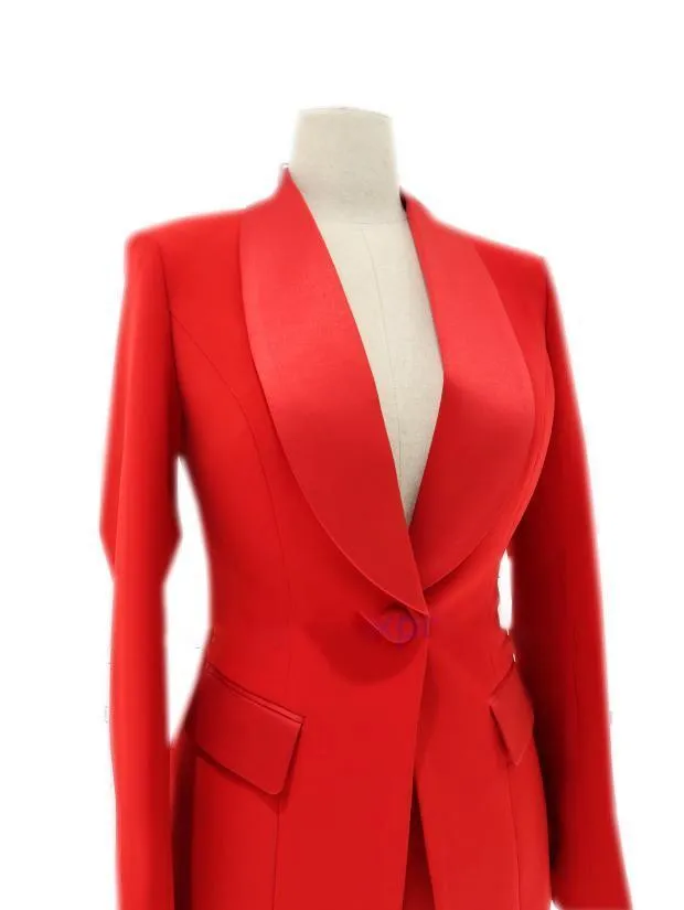 Satin Lapel Collar Pant Suit - Women Trouser Suits - Trouser Suit