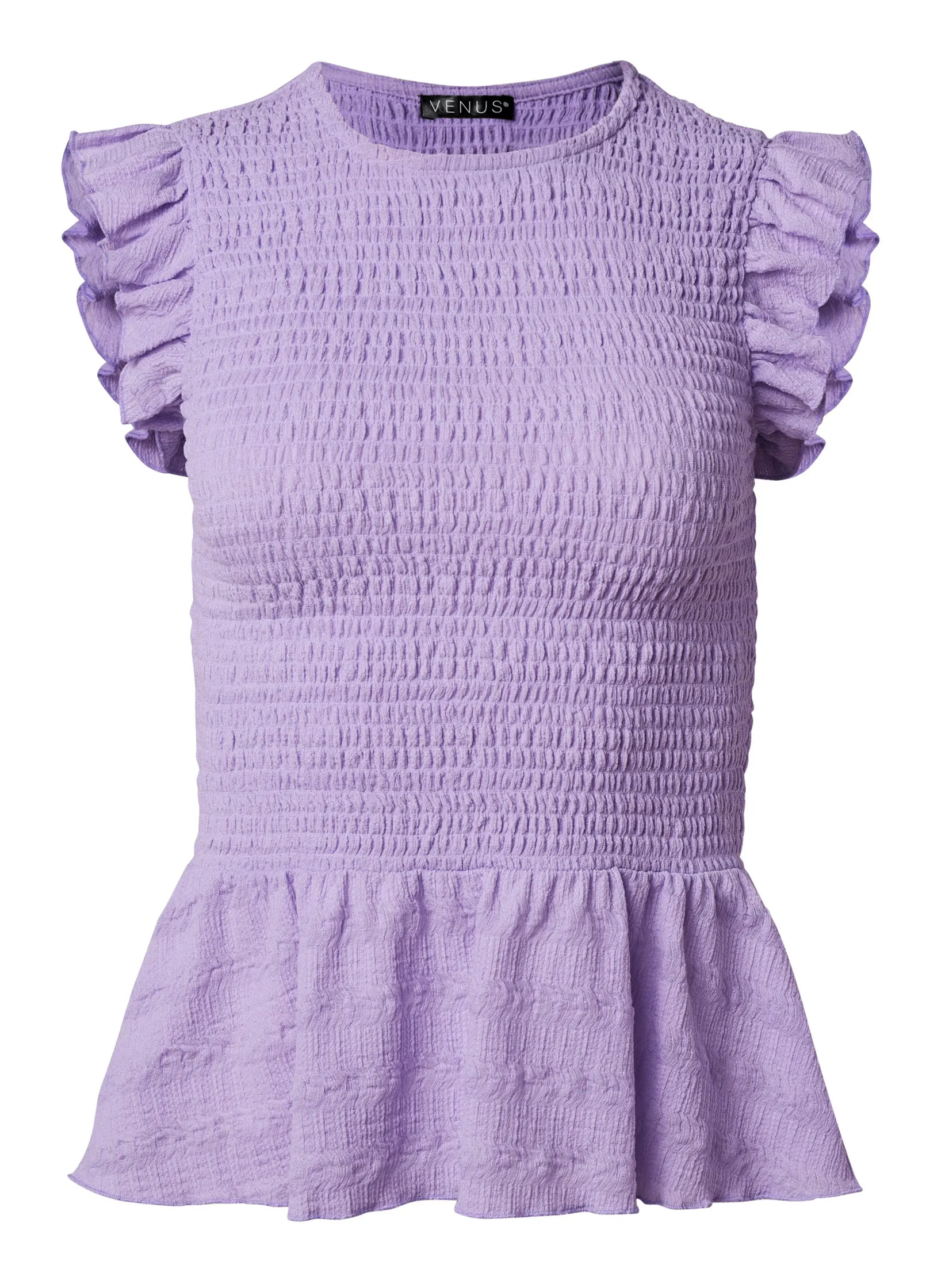 Smocked Peplum Top - Purple