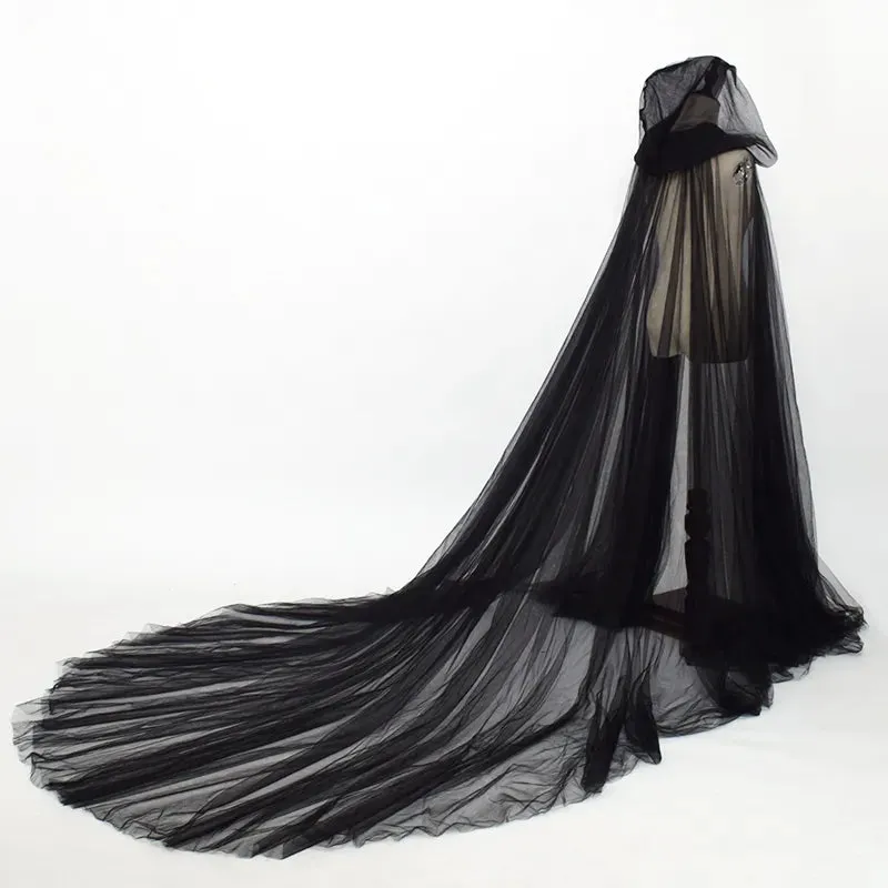 Summer Tulle Wedding Cape Hooded Cloak Bridal Shawl