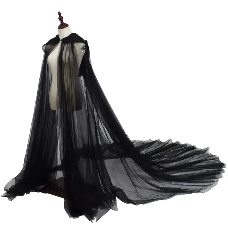 Summer Tulle Wedding Cape Hooded Cloak Bridal Shawl