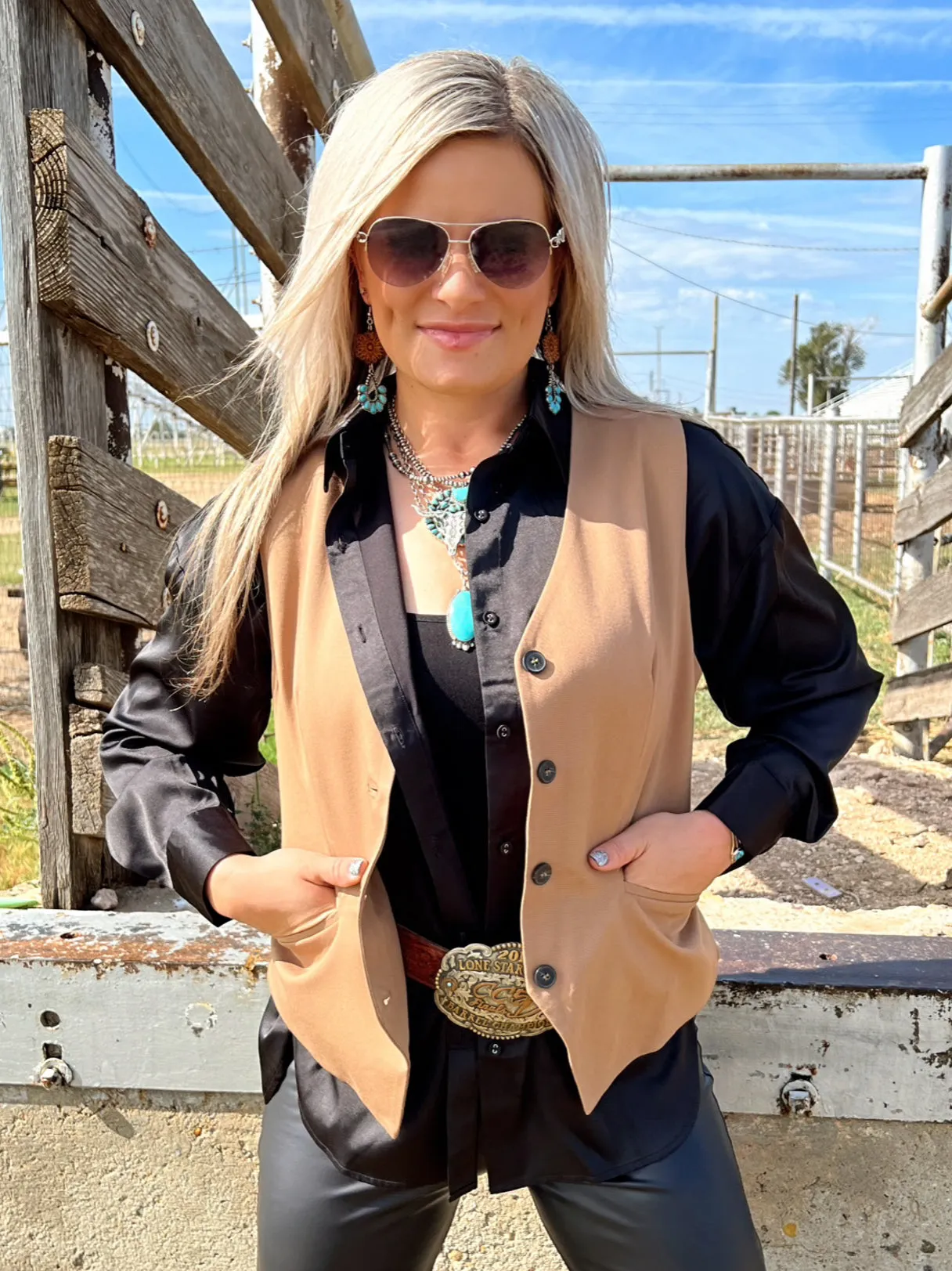 The Beth Western Style Vest Black and Brown