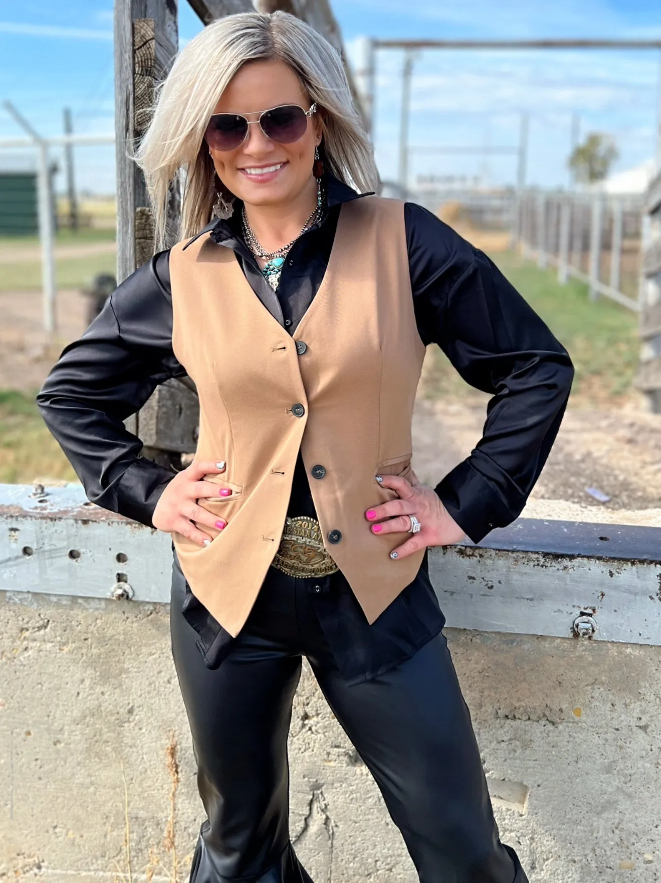 The Beth Western Style Vest Black and Brown