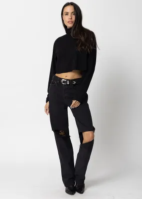 THE MOCK NECK CROP LONG SLEEVE