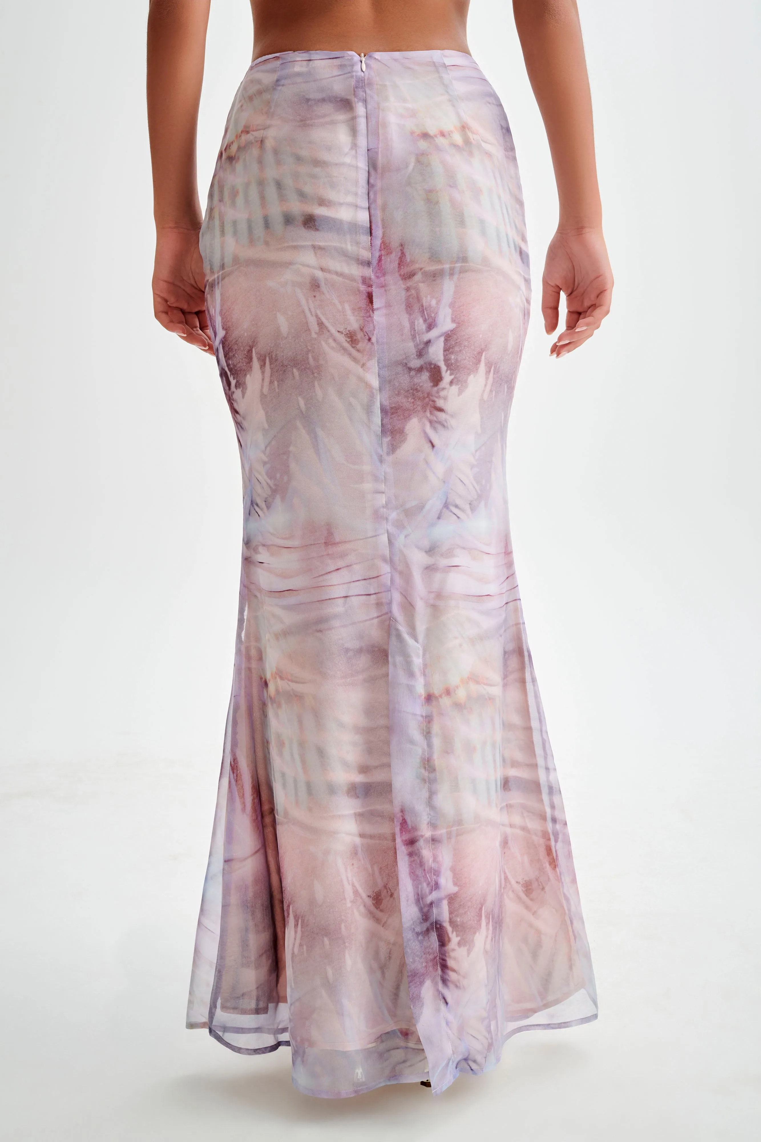 Ursula Ruched Maxi Skirt - Mermaid Shell Print