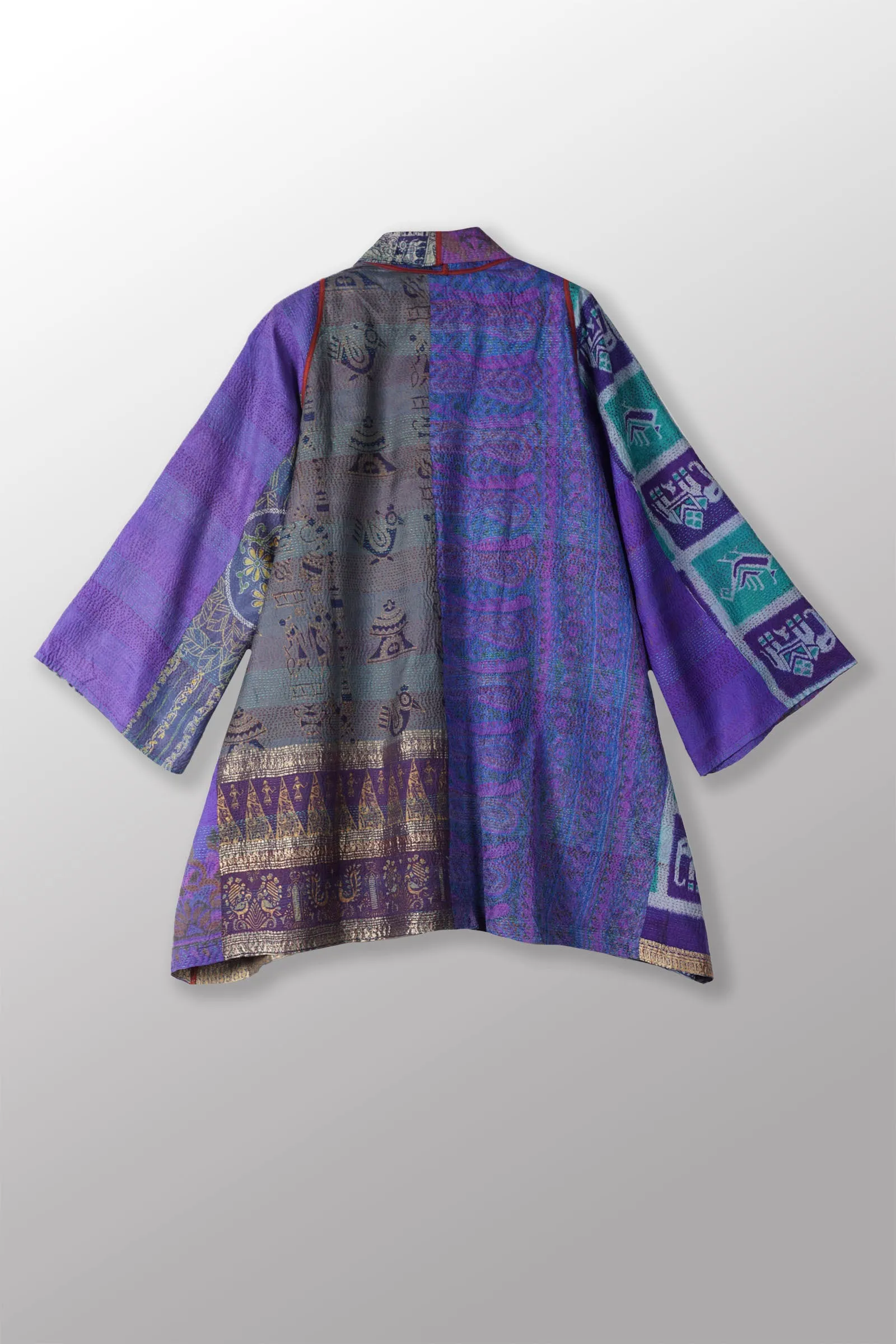 VINTAGE SILK KANTHA A-LINE JKT - sv2003-0373a -