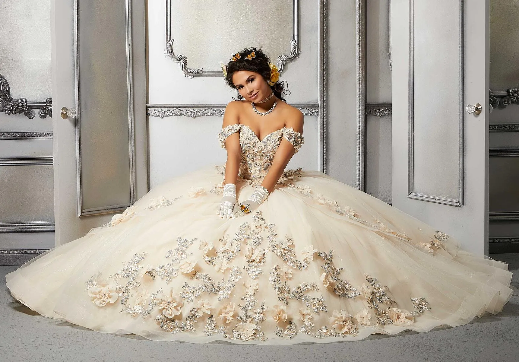 Vizcaya by Morilee 3D Floral Fairytale Quince Dress 89318