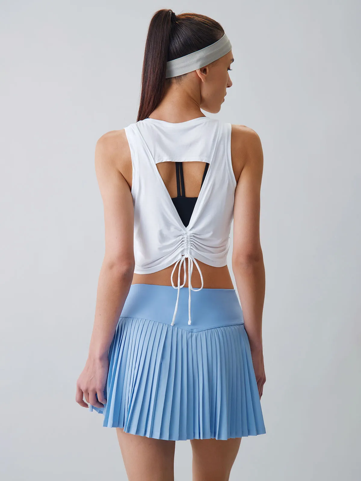 White Cut-Out Drawstring Tank Top