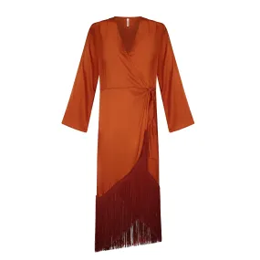 WRAP DRESS SILK & ELASTANE OCRE 229